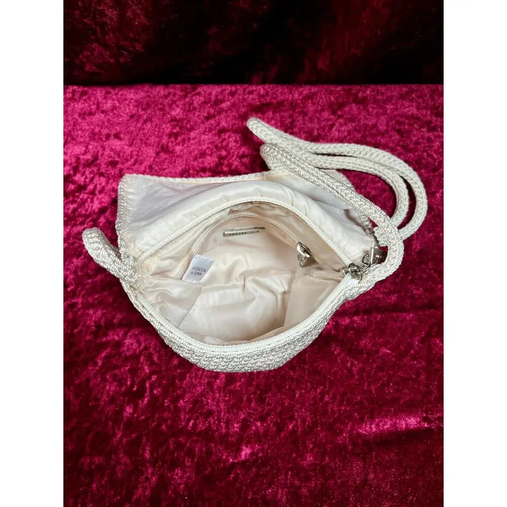 Vintage The Sak Crochet Crossbody Bag - Sandy White Mini Flap Purse